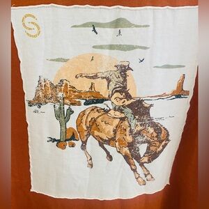 Sterling & Stitch XL Rust Orange Western Sweatshirt with built in Black Bandana